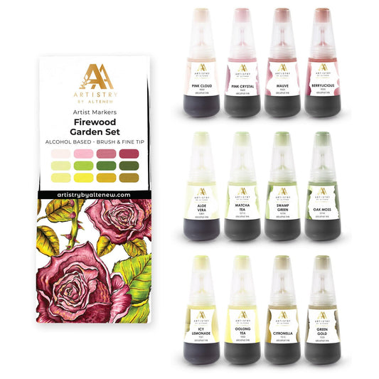 Alcohol Marker & Alcohol Ink Bundle Firewood Garden Artist Alcohol Markers Set & Alcohol Ink Bundle