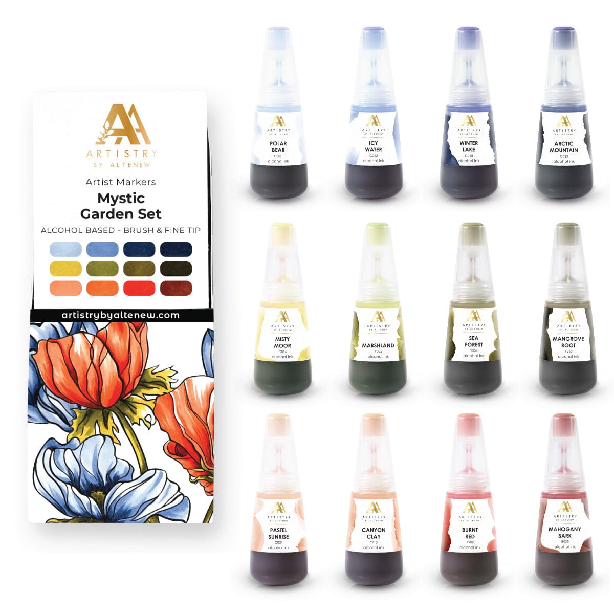 Alcohol Marker & Alcohol Ink Bundle Mystic Garden Artist Alcohol Markers Set & Alcohol Ink Bundle