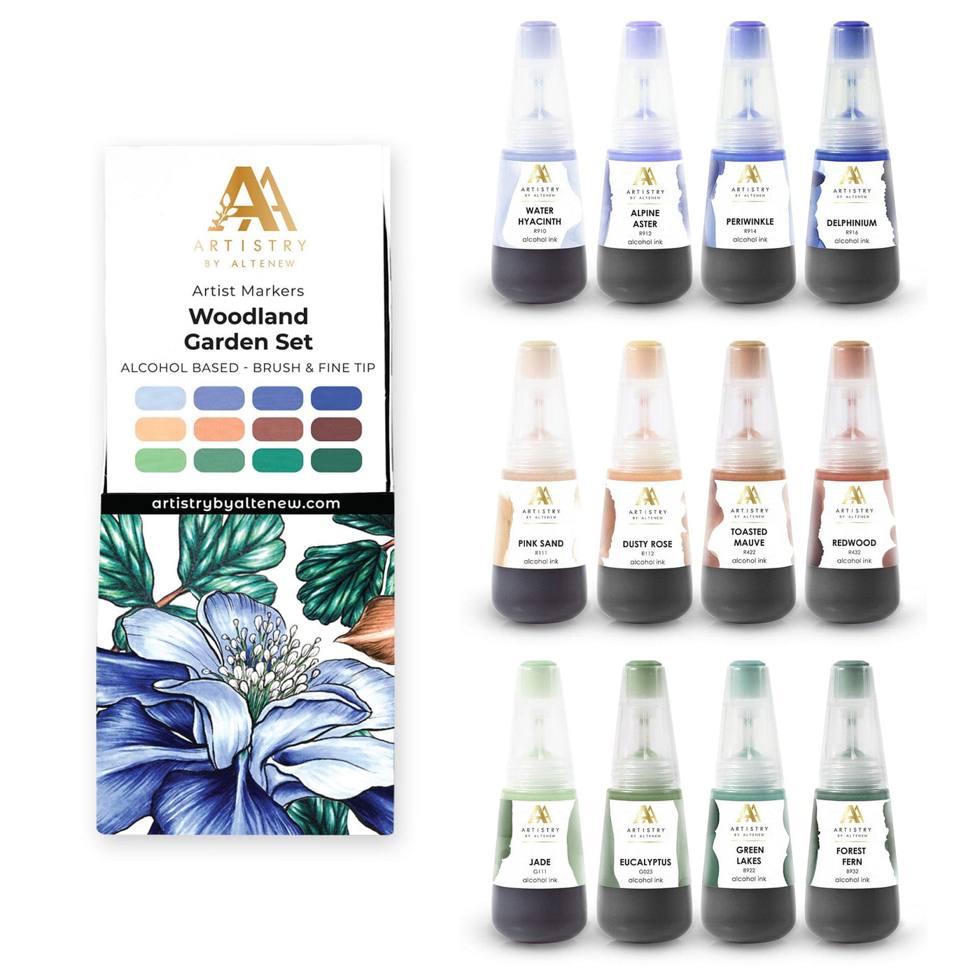 Alcohol Marker & Alcohol Ink Bundle Woodland Garden Artist Alcohol Markers Set & Alcohol Ink Bundle