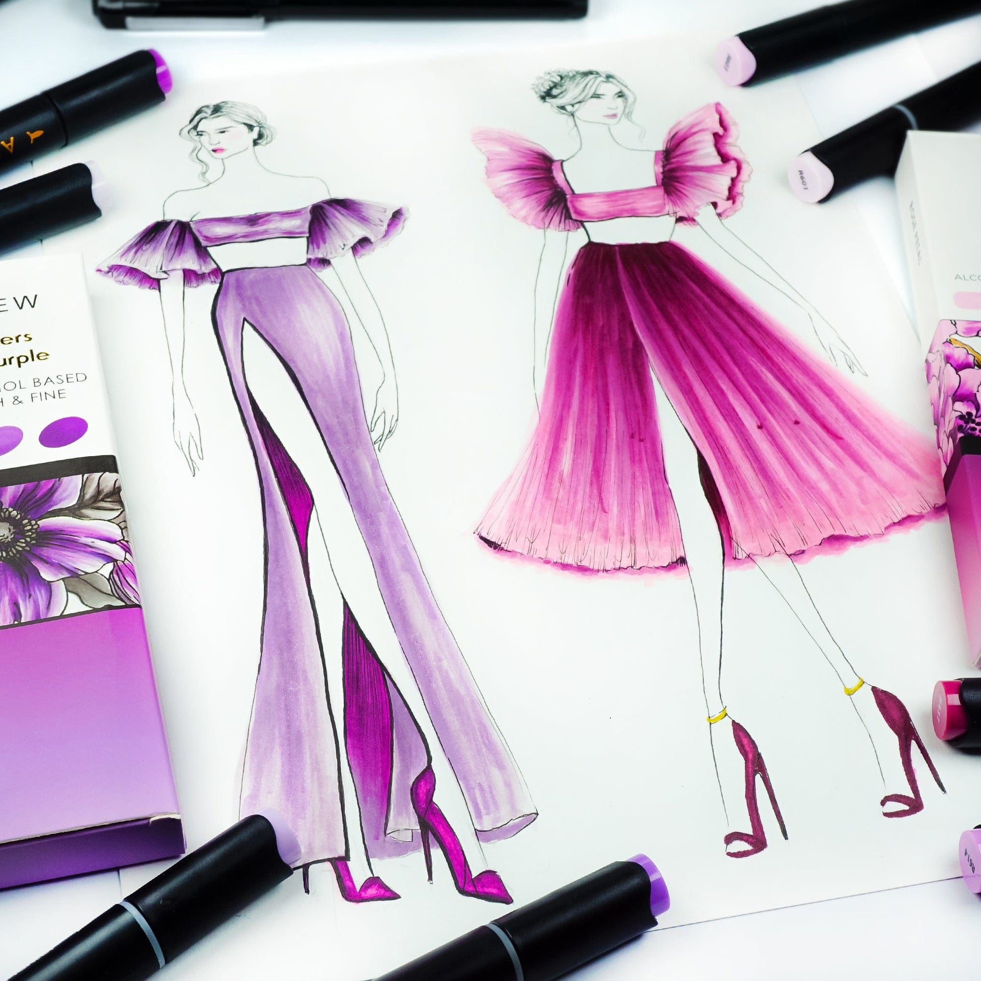 Alcohol Markers Artist Markers Shades of Purple Set