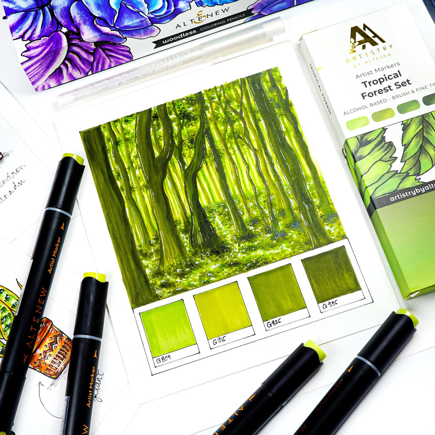 Alcohol Markers Artist Markers Tropical Forest Set