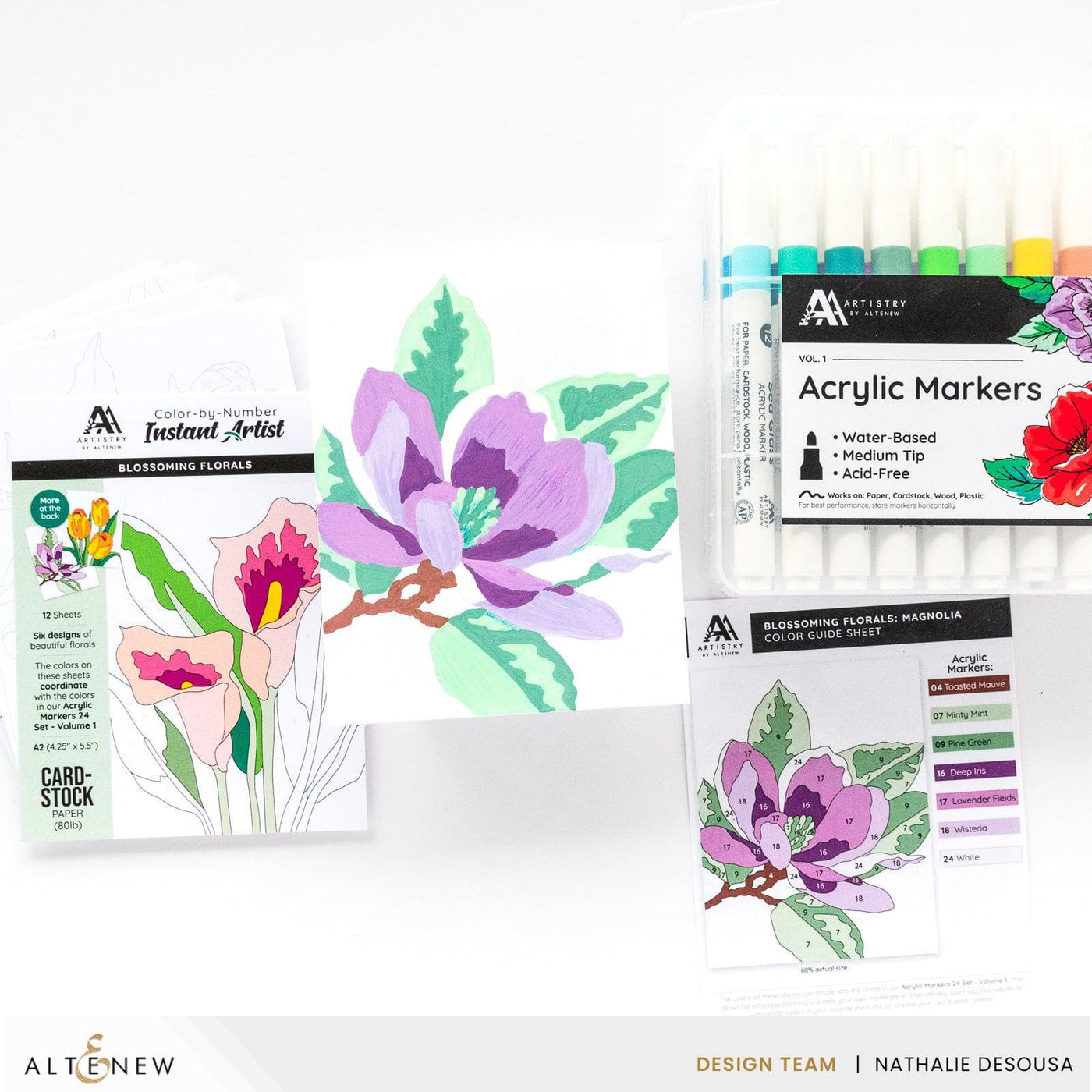 Art Material & Coloring Sheet Bundle Acrylic Marker Set & Color-by-Number Sheets Bundle