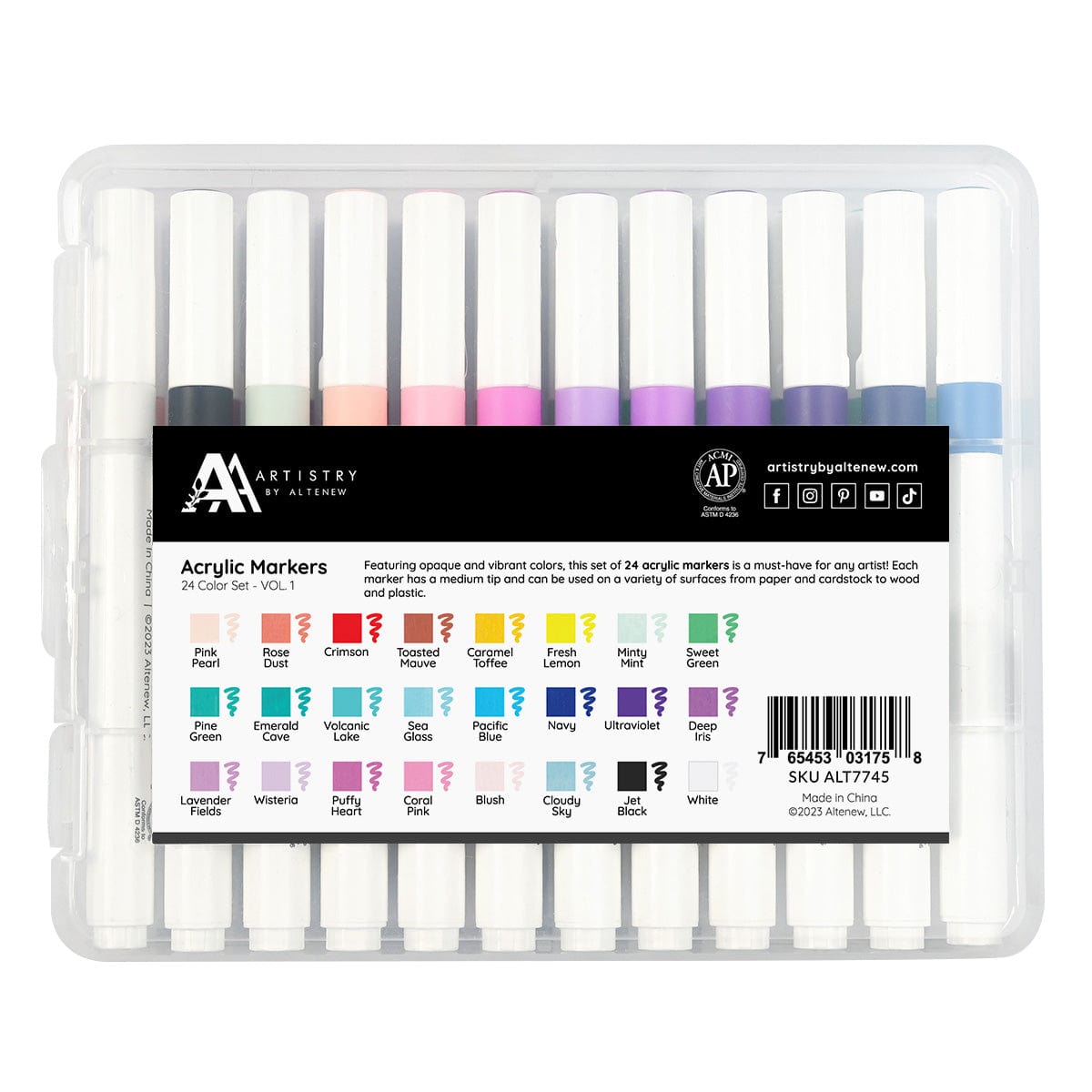 Art Materials Acrylic Marker 24 Color Set - Vol. 1