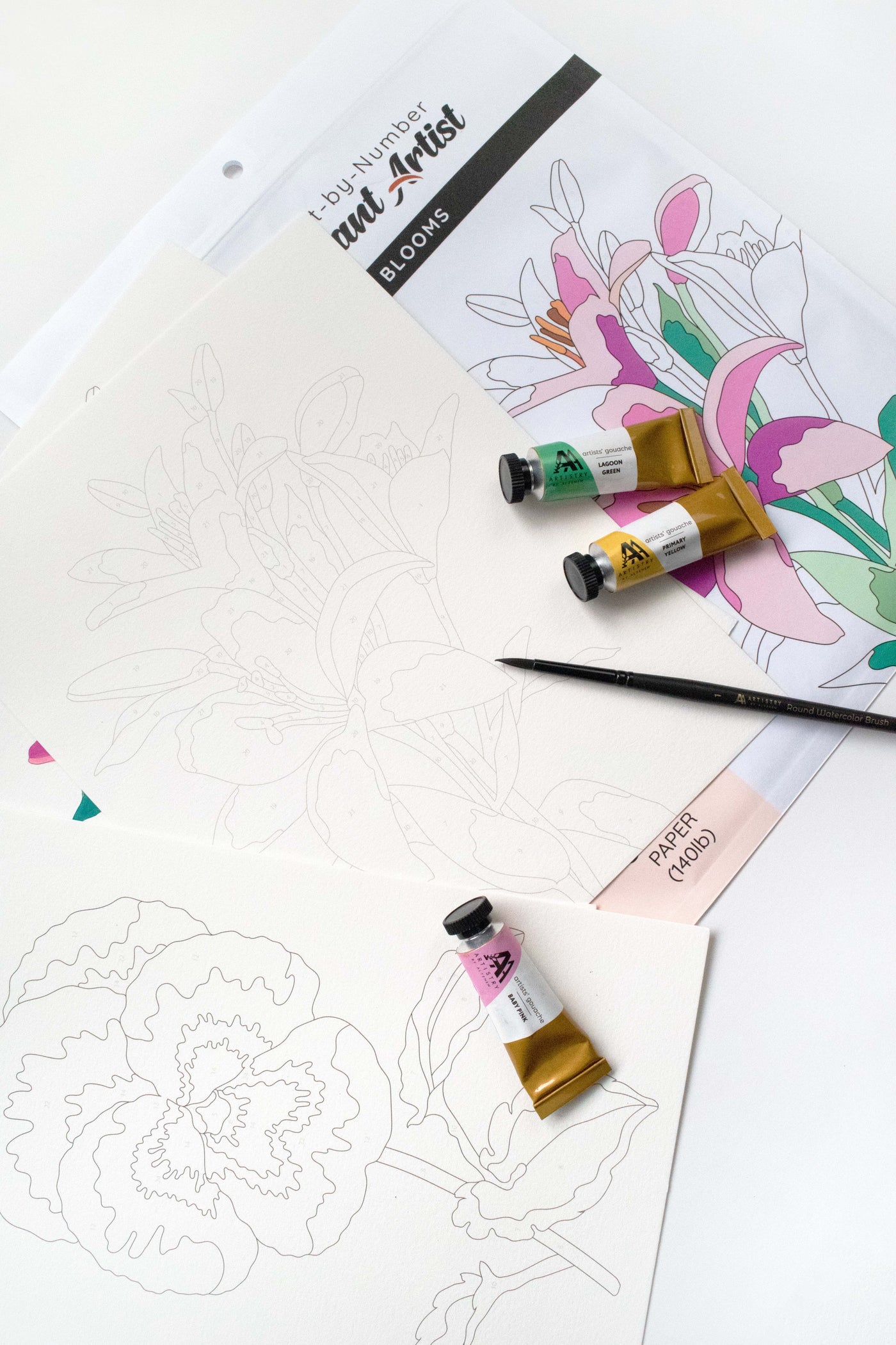 Coloring Book Paint-by-Number: Instant Artist - Artistic Blooms (4 Sheets)