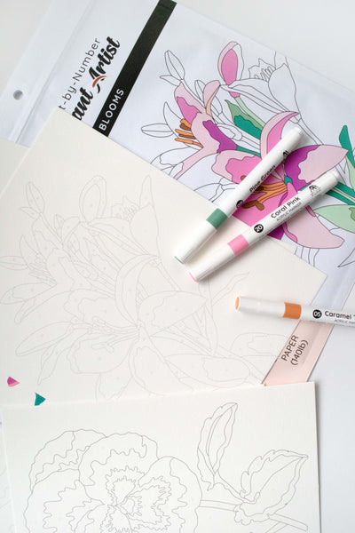 Coloring Book Paint-by-Number: Instant Artist - Artistic Blooms (4 Sheets)