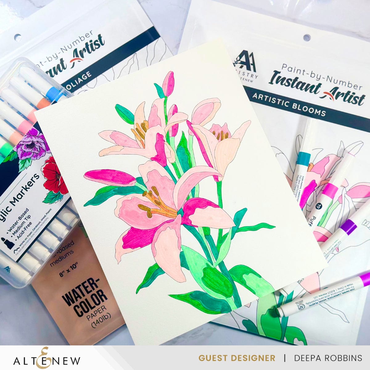 Coloring Book Paint-by-Number: Instant Artist - Artistic Blooms (4 Sheets)