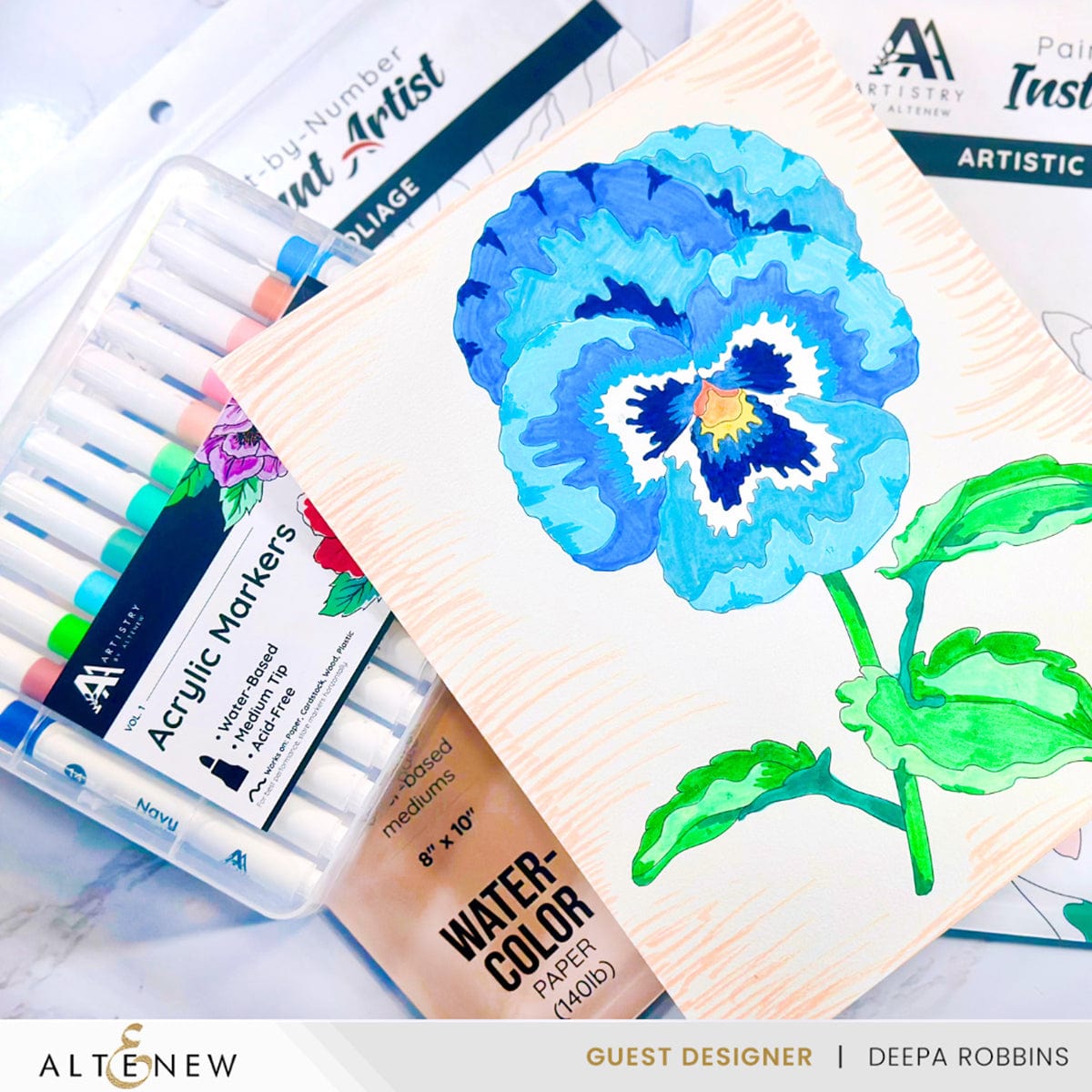 Coloring Book Paint-by-Number: Instant Artist - Artistic Blooms (4 Sheets)