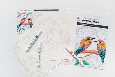 Coloring Book Paint-by-Number: Instant Artist - Feathered Foliage (4 Sheets)