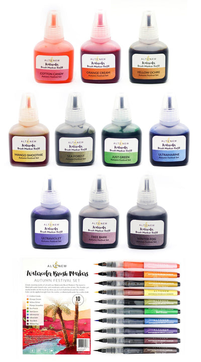 Liquid Watercolor Bundle Autumn Festival Watercolor Brush Markers & Refill Bundle