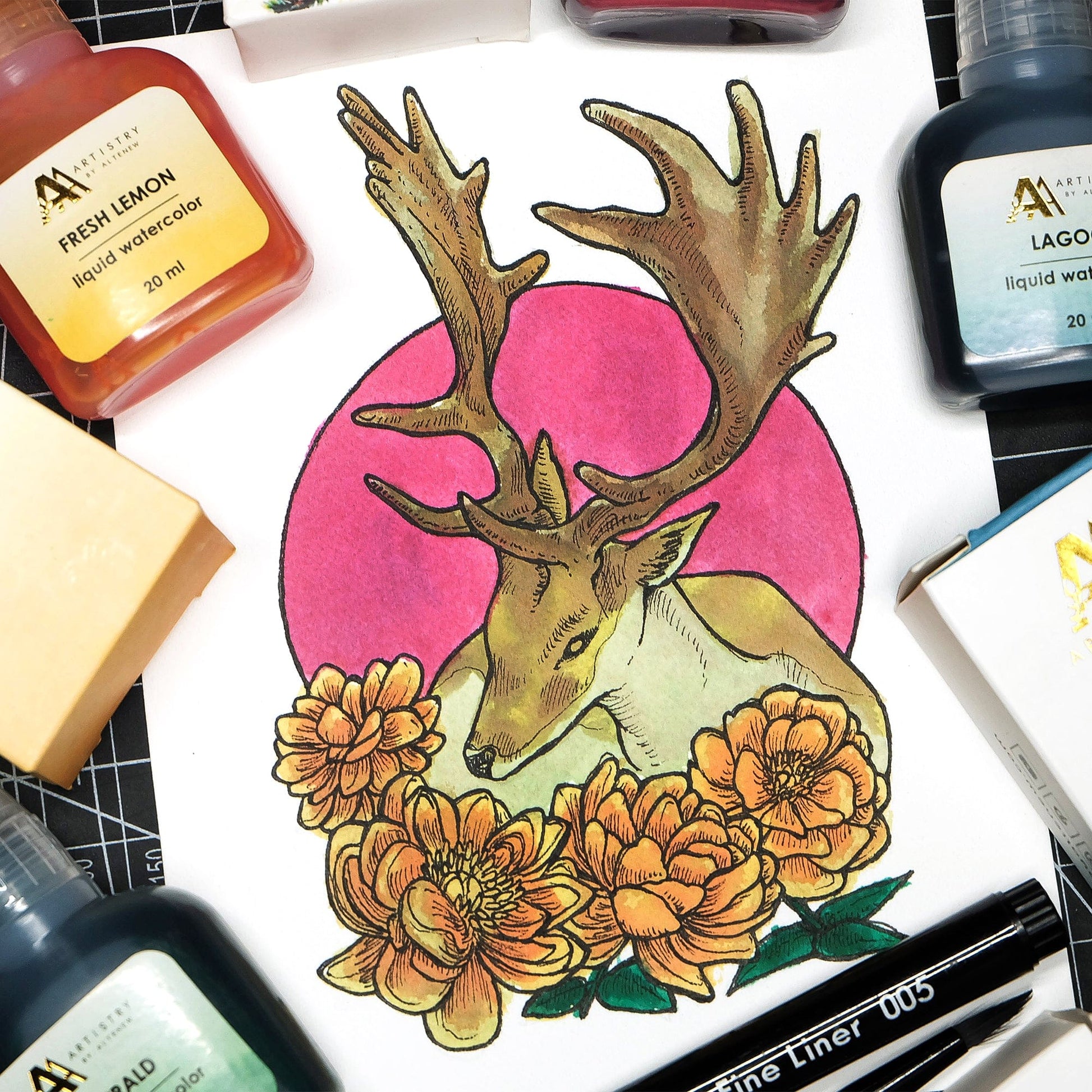 Liquid Watercolor Emerald Liquid Watercolor - Brush Marker Refill (Spring Garden Set)