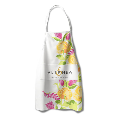 Stationery & Gifts Artsy Apron: Yellow & Pink Ornamental Bouquet - White