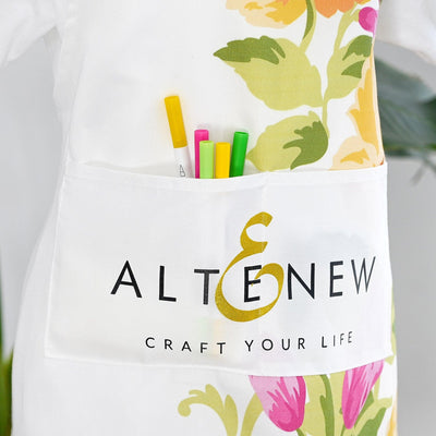 Stationery & Gifts Artsy Apron: Yellow & Pink Ornamental Bouquet - White