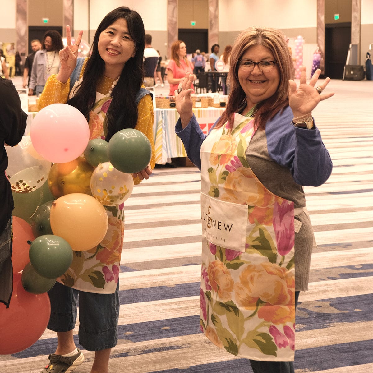 Stationery & Gifts Artsy Apron: Yellow & Pink Ornamental Bouquet - White