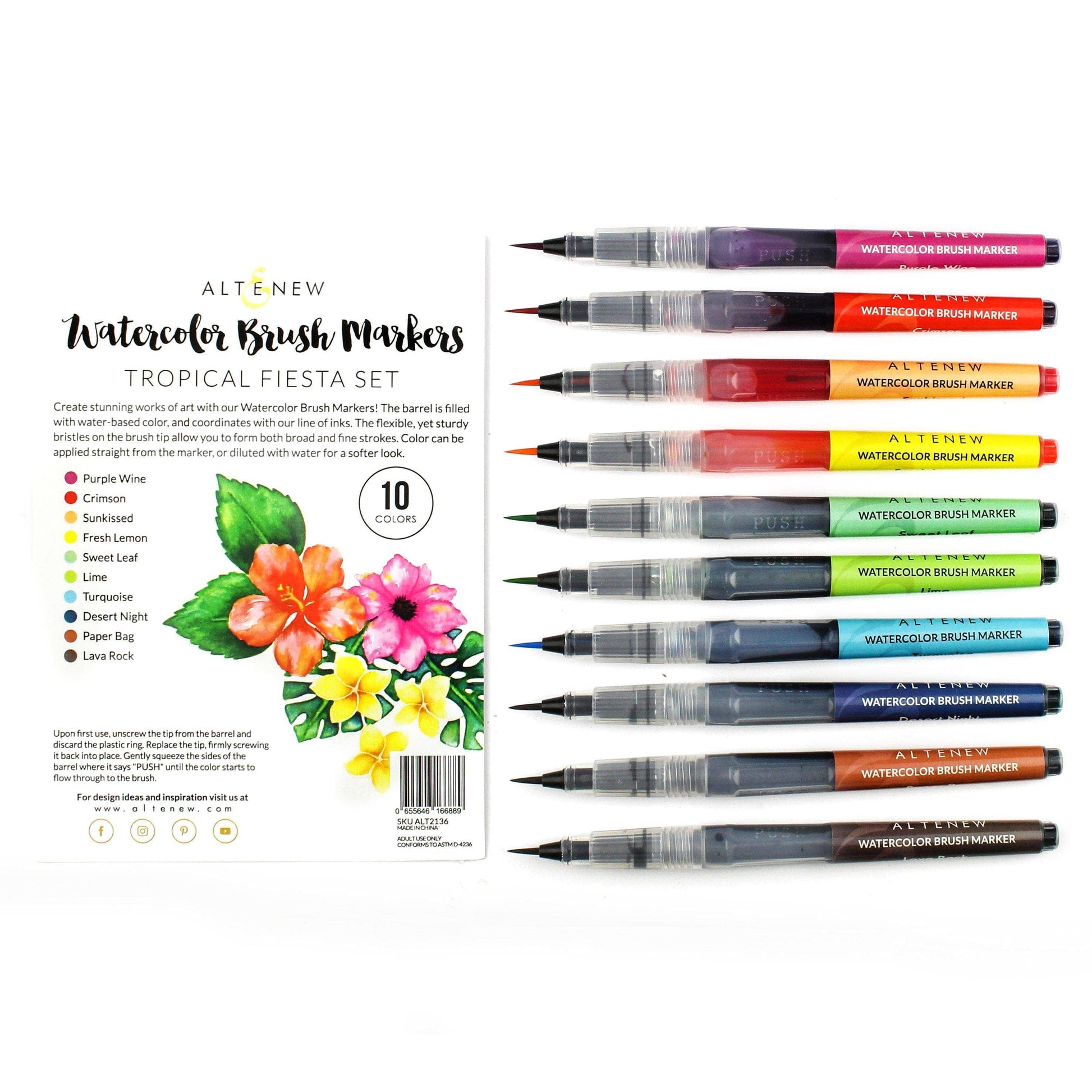 Water-based Markers Watercolor Brush Markers - Tropical Fiesta Set